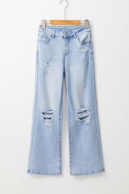 Vintage Light Wash Distressed Flare Jeans | Beau Blue