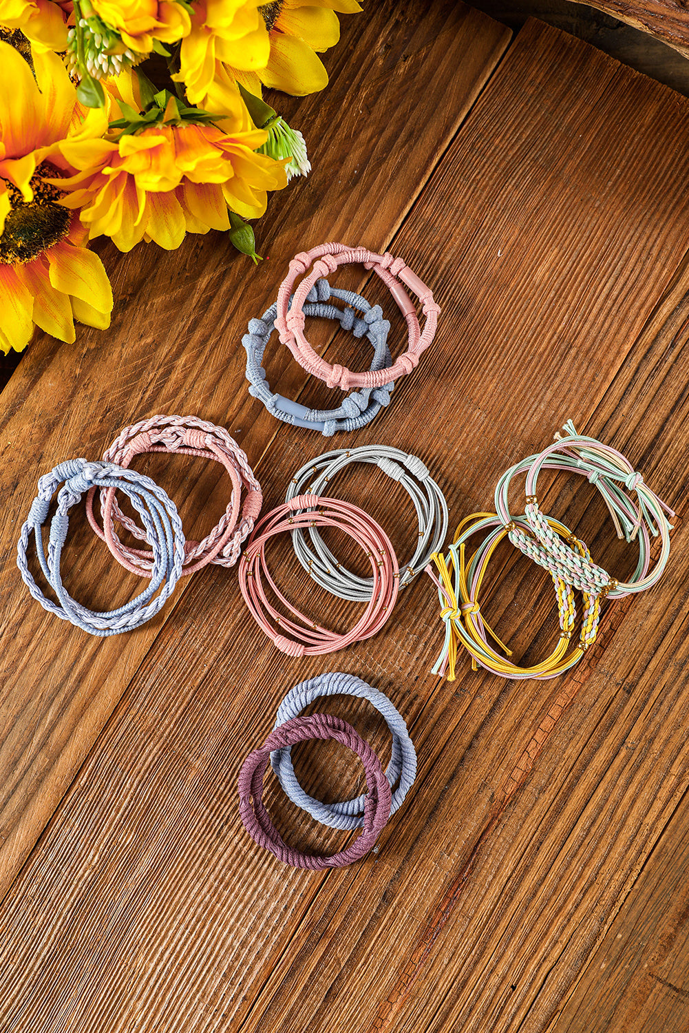 Multicolour 20Pcs Boho Knotted Hair Ties | Pink