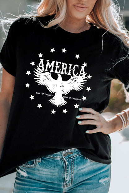 America Eagle Star Graphic T Shirt | Black