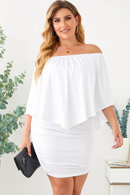 Dressing Layered  Mini Poncho Dress | White