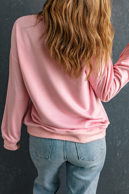 Faith Graphic Studded Pullover Sweatshirt | Pink