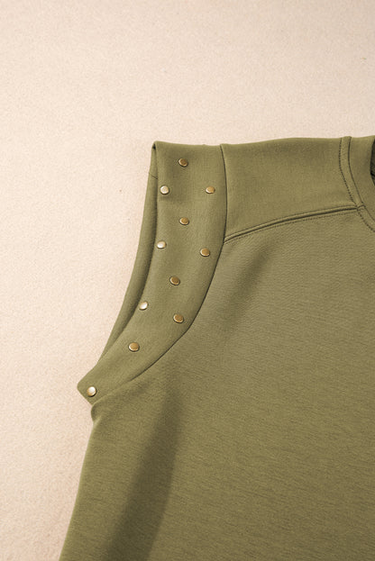 Studded Short Sleeve Top | Guacamole Green