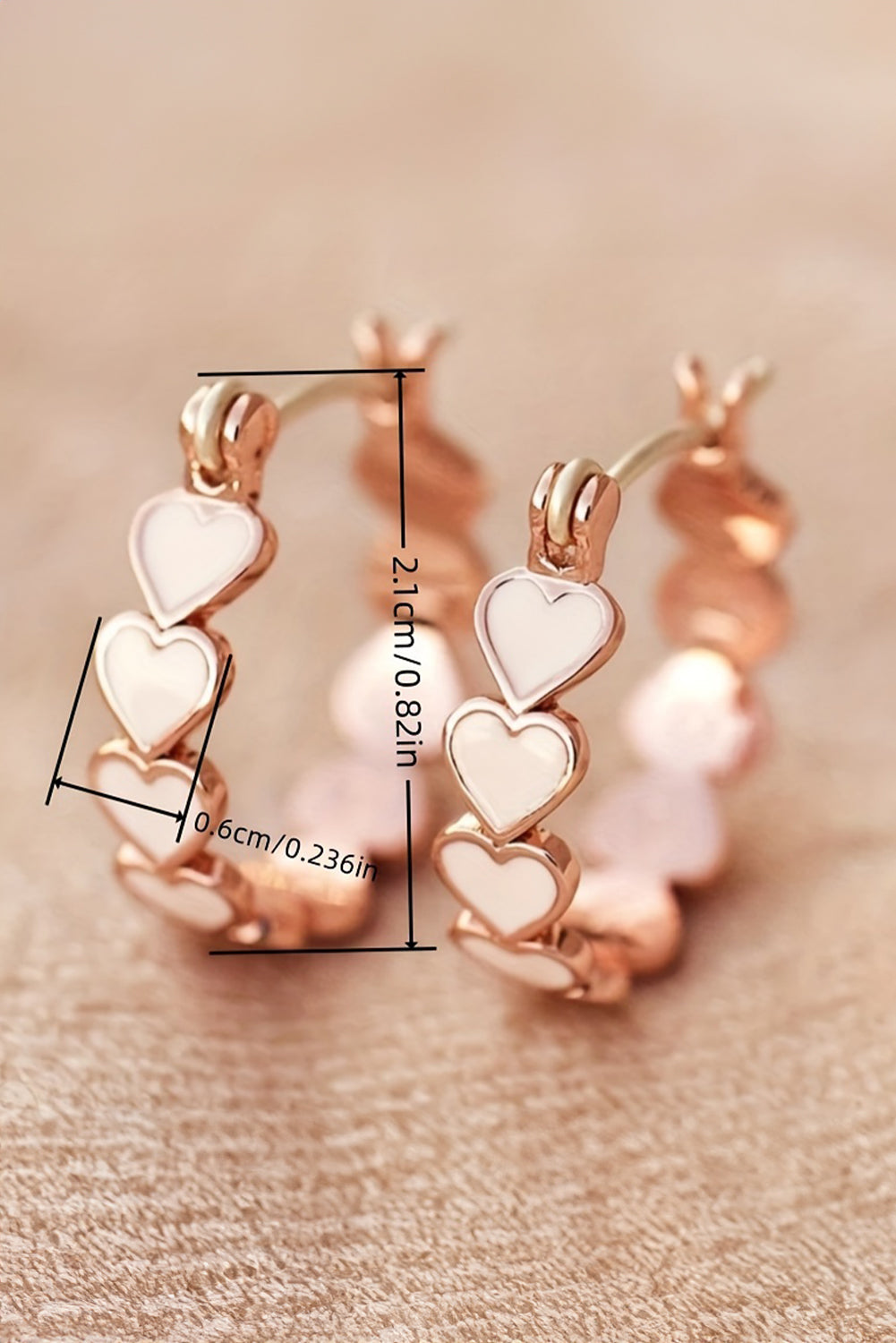 Heart Shape Plated Alloy Small Hook Earrings | White