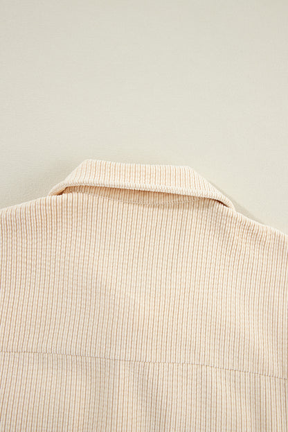 Corduroy Flap Pocket Button Up Shacket | Oatmeal