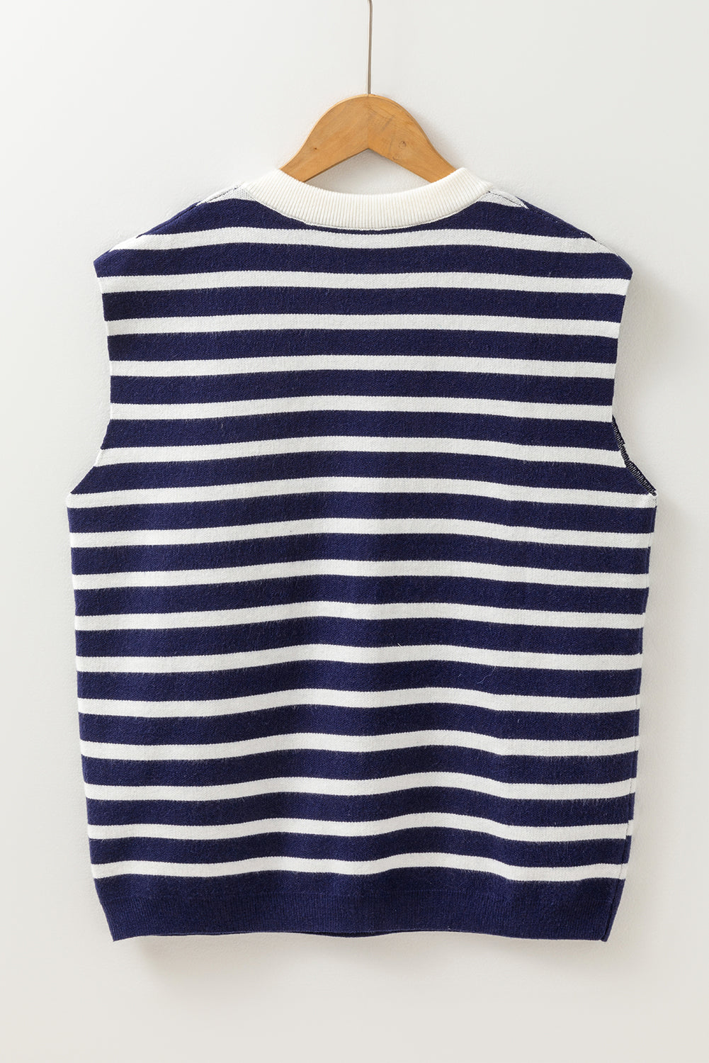 Knitted Bow Decor Sweater Vest | Blue Stripe