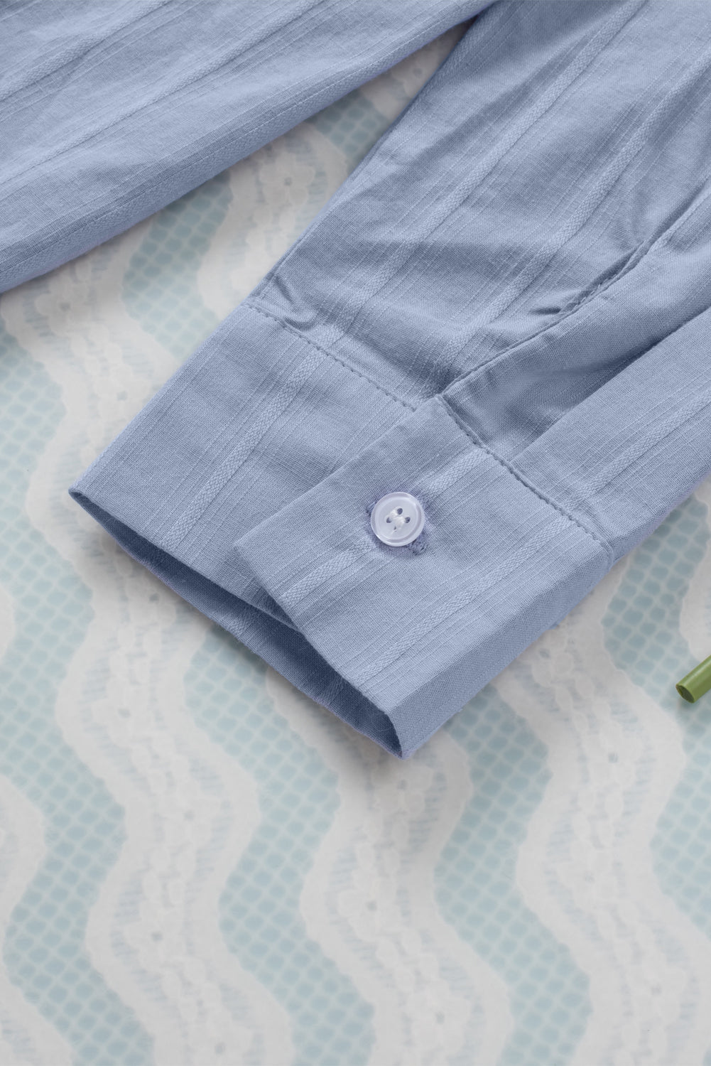 Textured Buttoned Pocket Long Sleeve Shirt | Blue