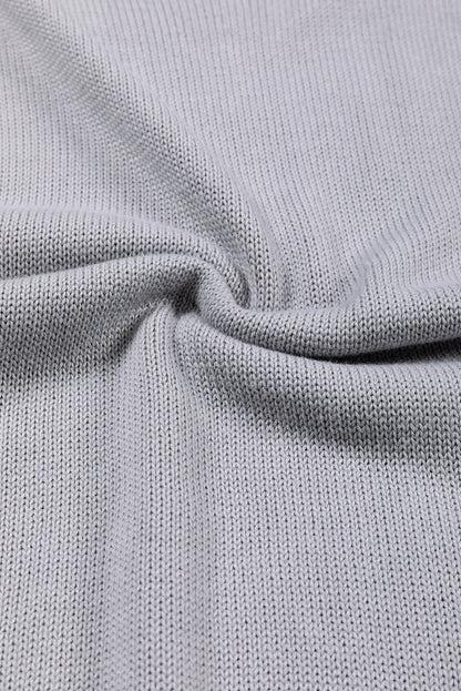 Colourblock Bishop Sleeve Ribbed Trim Sweater | Gray