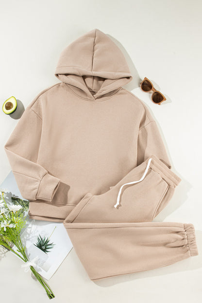 Chunky Two-Piece Hooded Sweatsuit | Pale Khaki