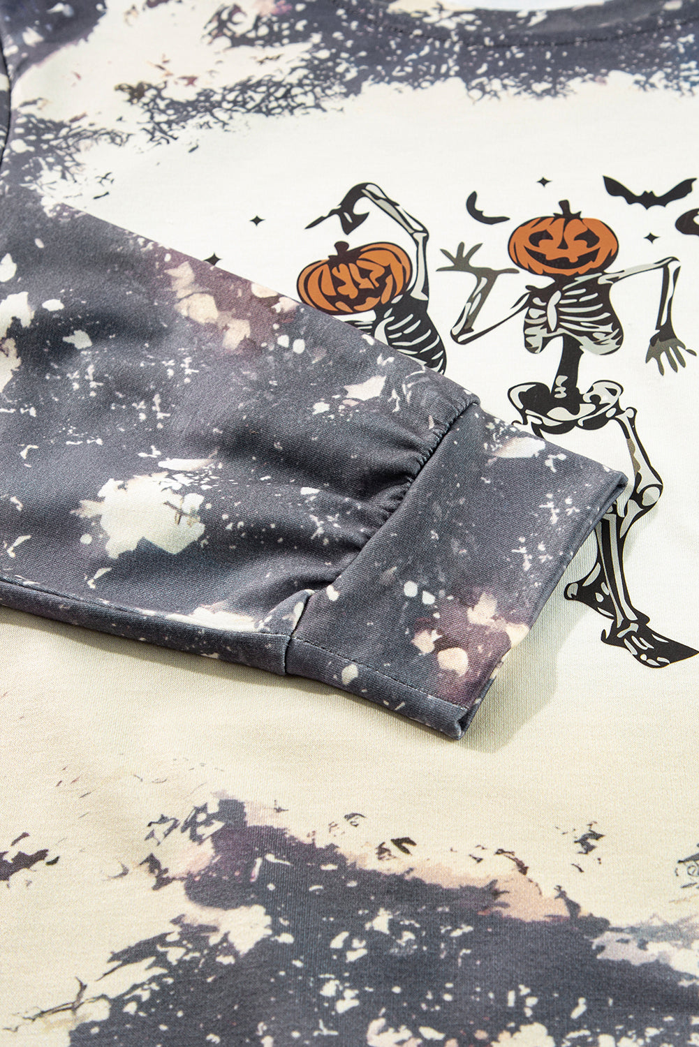 Dancing Skeleton Halloween Tie Dye Long Sleeve Top | Multicolour