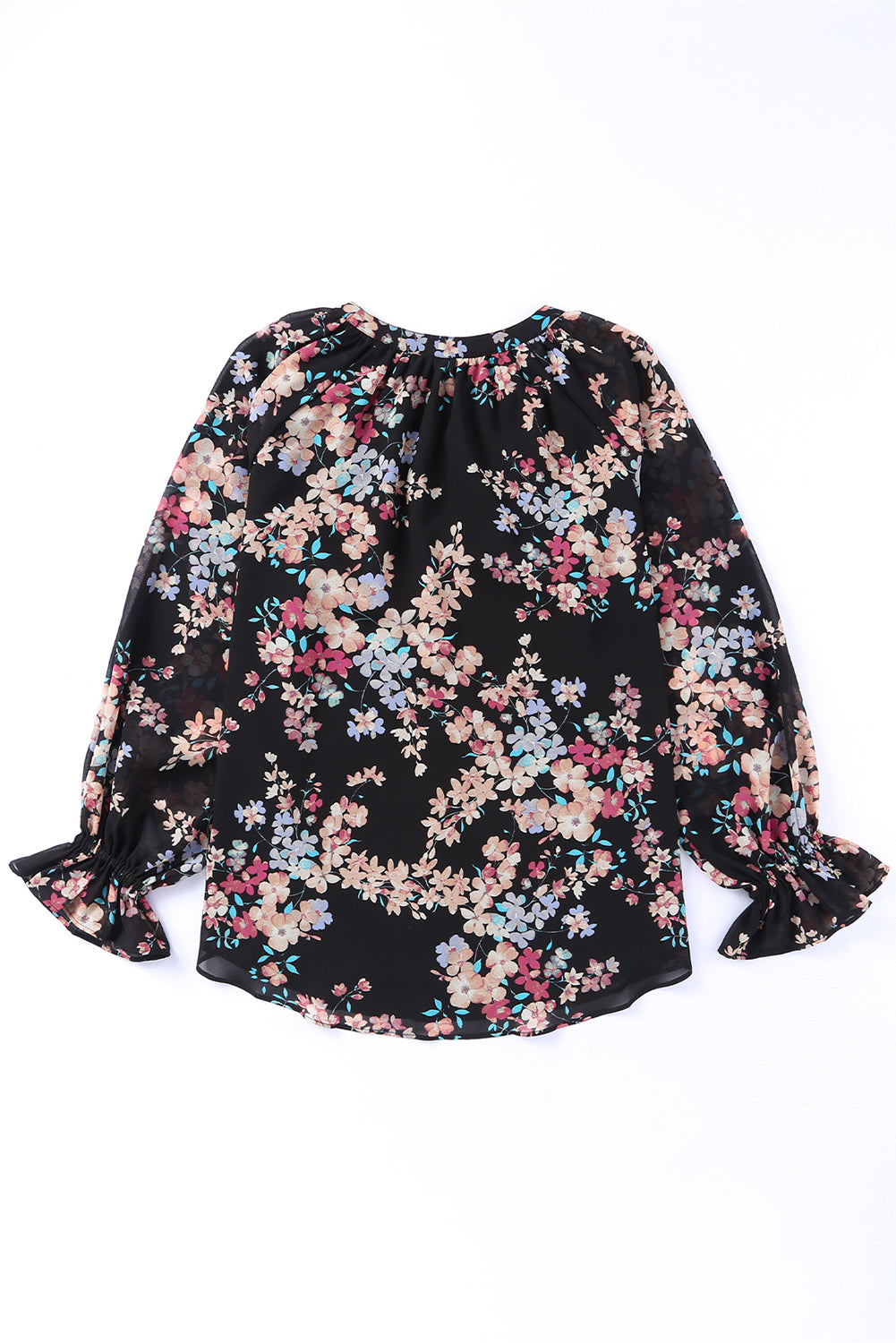 Wildflower Print Chiffon Blouse | Black