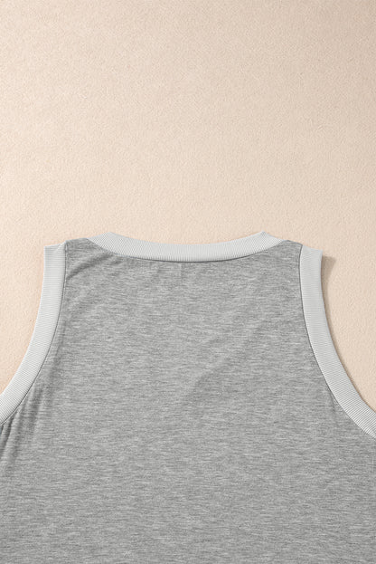 Ribbed V Neck Tank | Gray