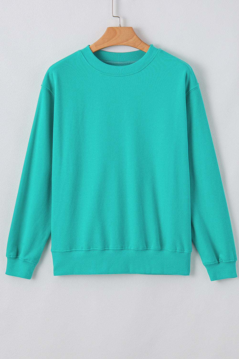 Plain Drop Shoulder Crewneck Pullover Sweatshirt | Aruba Blue