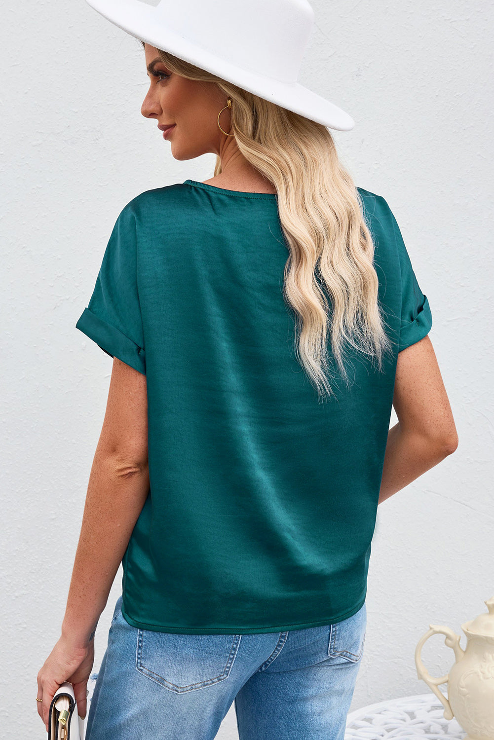 Solid Colour Short Sleeve T Shirt | Green