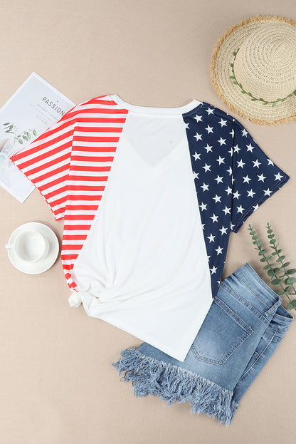 The Us Stars And Stripes V Neck Tee | White