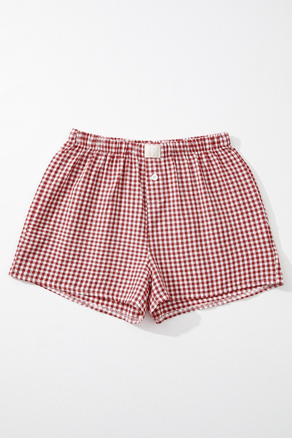 Red Plaid Gingham Printed High Waist Shorts | Red Stripe