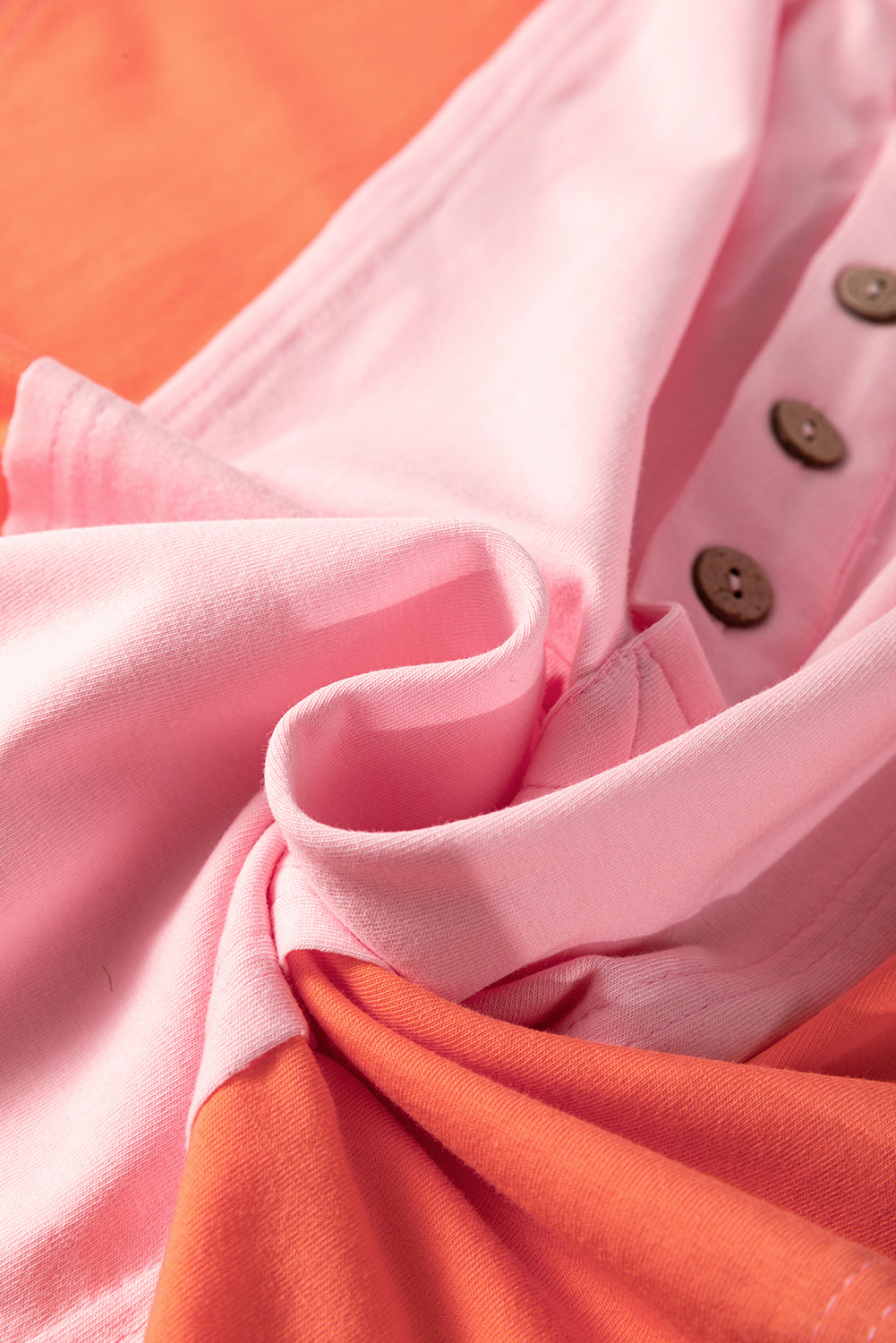 Colourblock Long Sleeve Buttons Henley Top | Pink