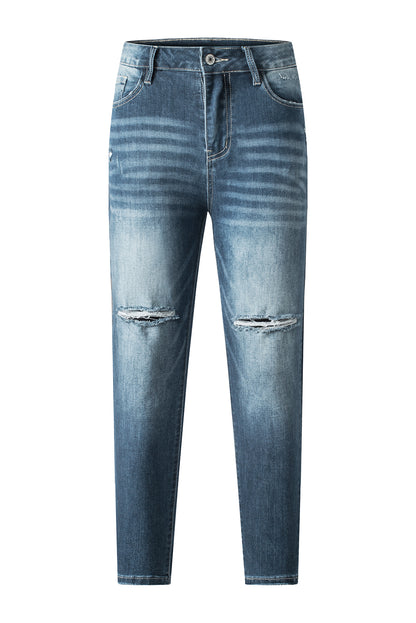 Distressed Ripped Skinny Jeans | Blue