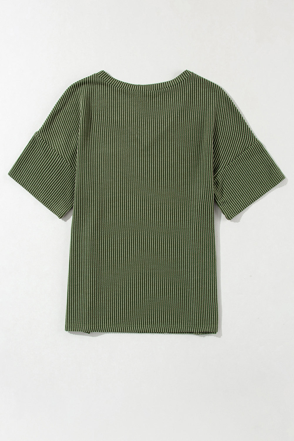 Corded V Neck Chest Pocket Loose T-Shirt | Jungle Green