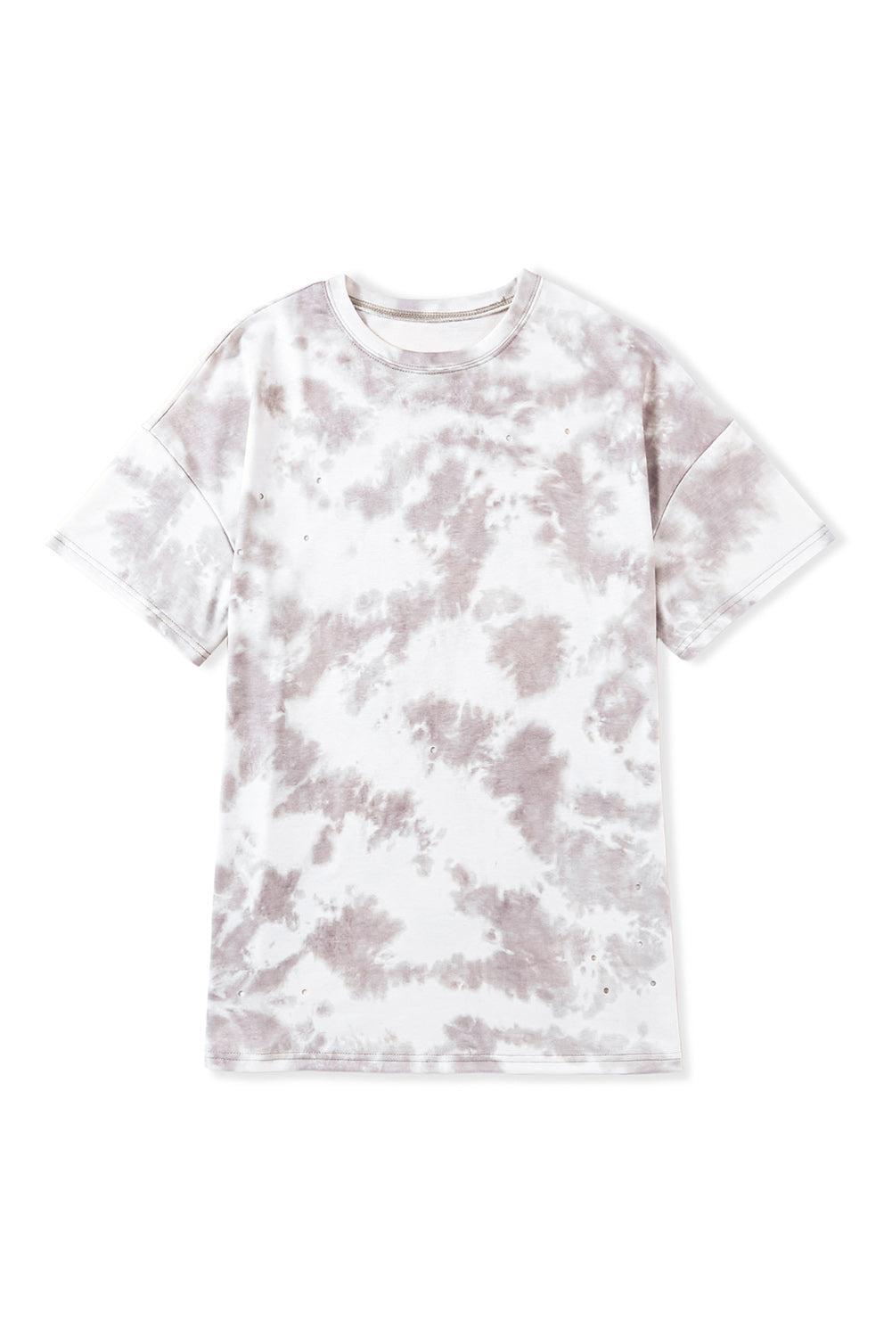 Tie-Dye Round Neck Short Sleeve Top | White