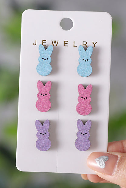 Easter Bunny Doll Wooden Earrings | White