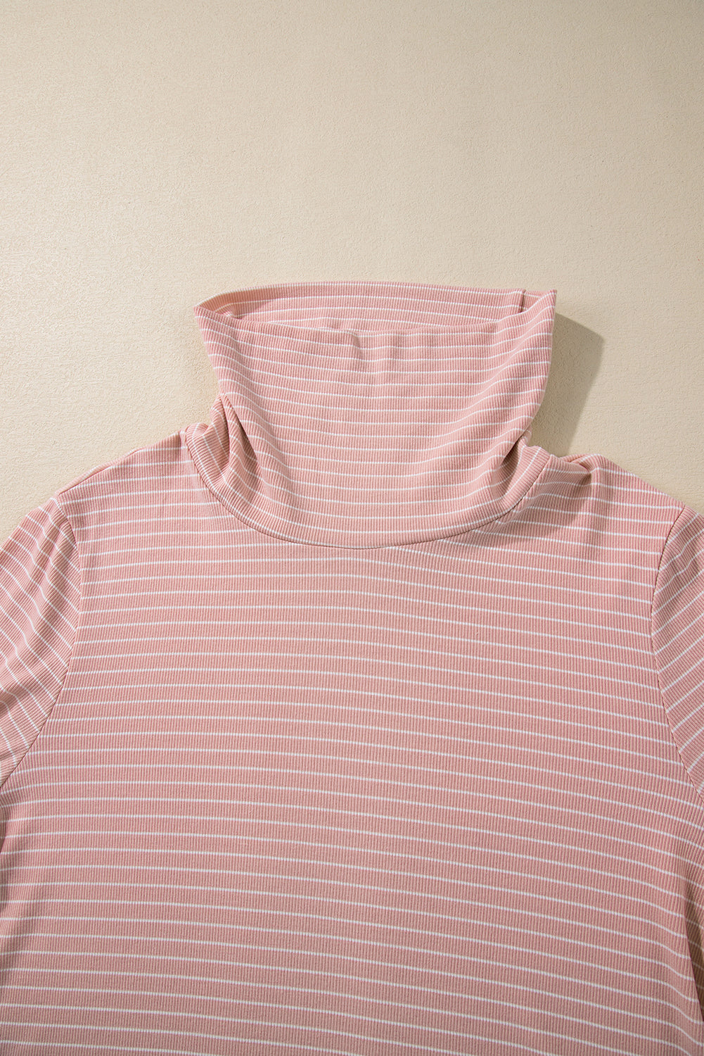 Cowl Neck Side Slits Loose Fit Long Sleeve Top | Pink Stripe