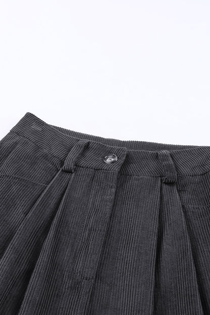 Corduroy High Waist Straight Leg Pants | Gray