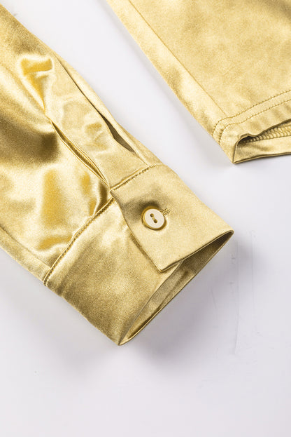 Metallic Luster Chest Pocket Shirt | Gold