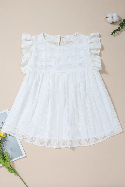 Ruffled Lace Flowy Tank Top | White