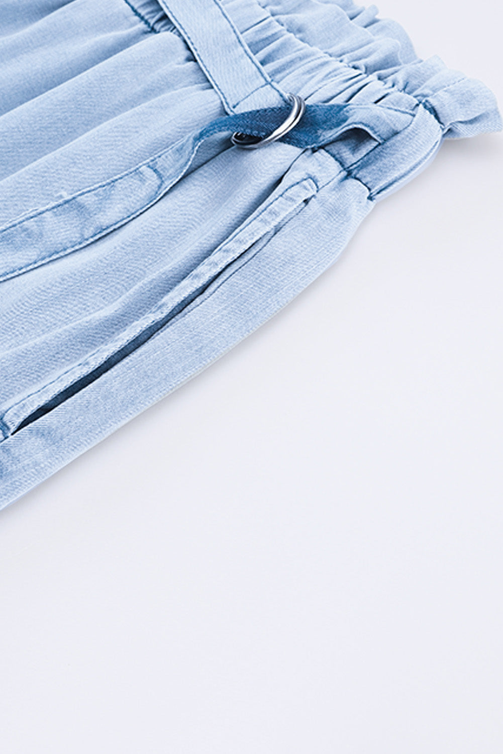 High Waist Pocketed Wide Leg Tencel Jeans | Sky Blue