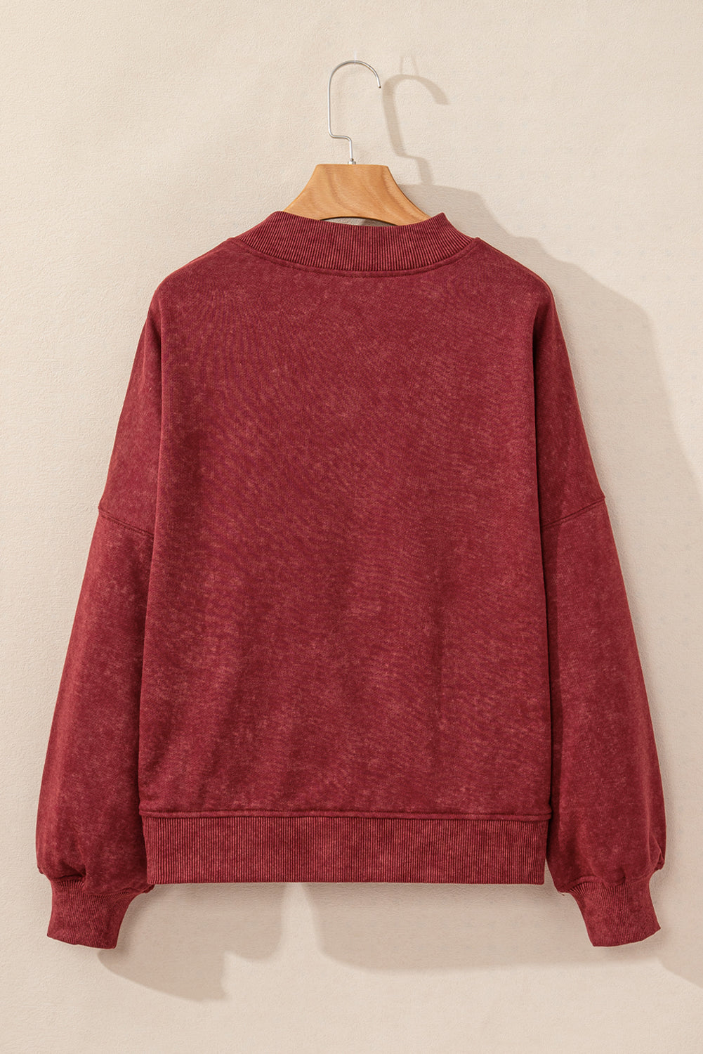 Drop Shoulder Crew Neck Pullover Sweatshirt | Red Dahlia