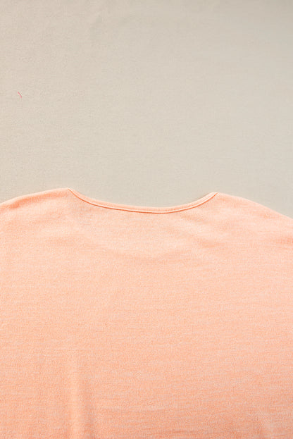 Button Detail Batwing Sleeve Casual Tee | Apricot Pink