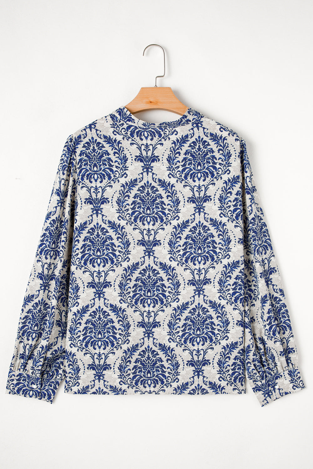 Tribal Pattern Print Notch Neck Buttoned Plus Size Shirt | Sky Blue