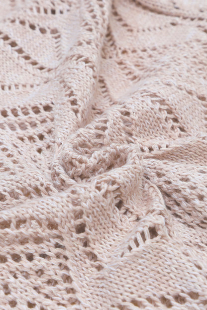 Hollow-Out Openwork Knit Cardigan | Khaki