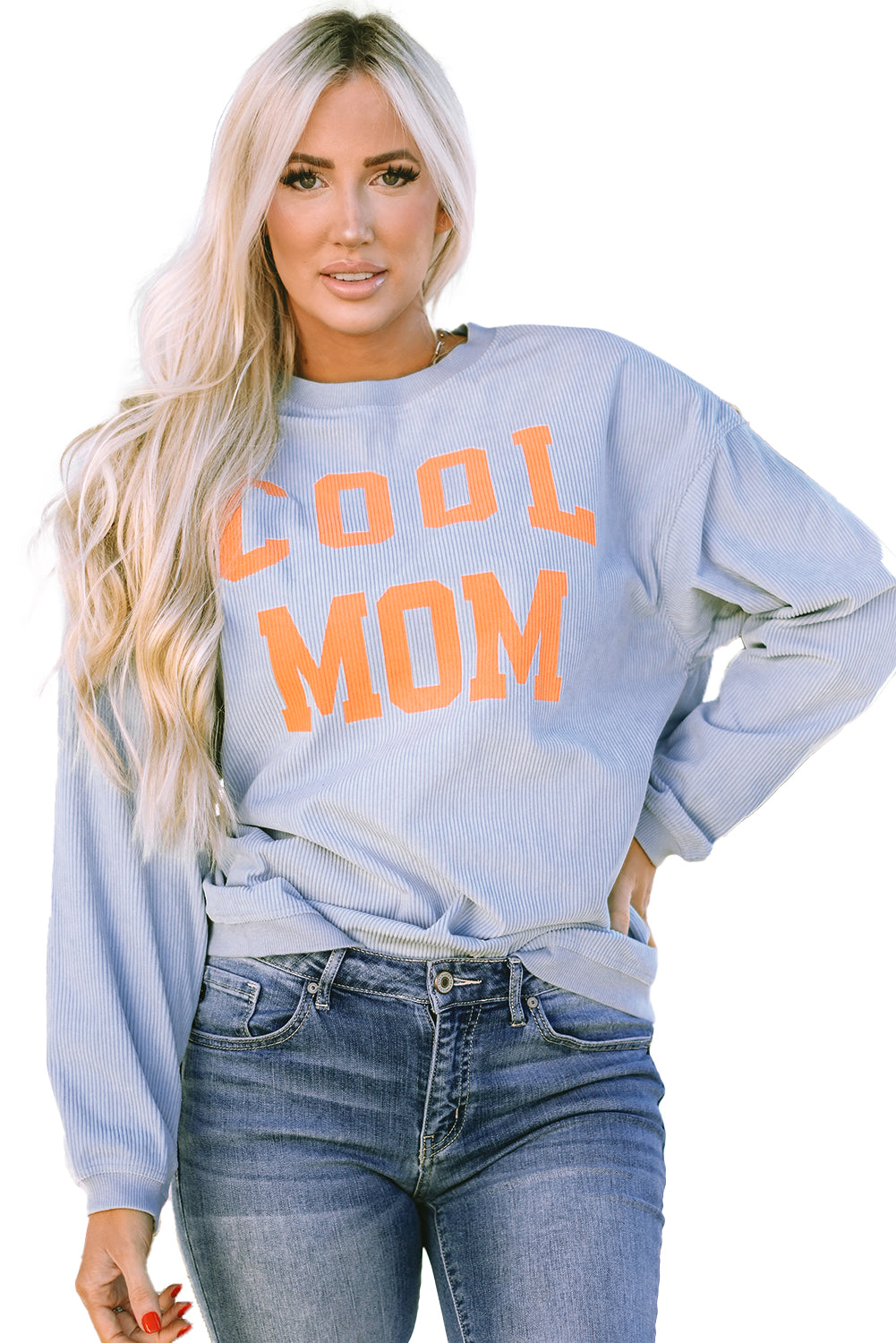 Cool Mom Graphic Print Cording Sweatshirt | Gray