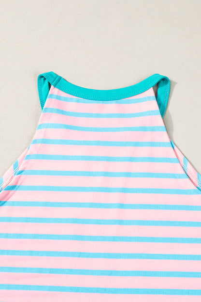 Round Neck Tank Top | Pink Stripe