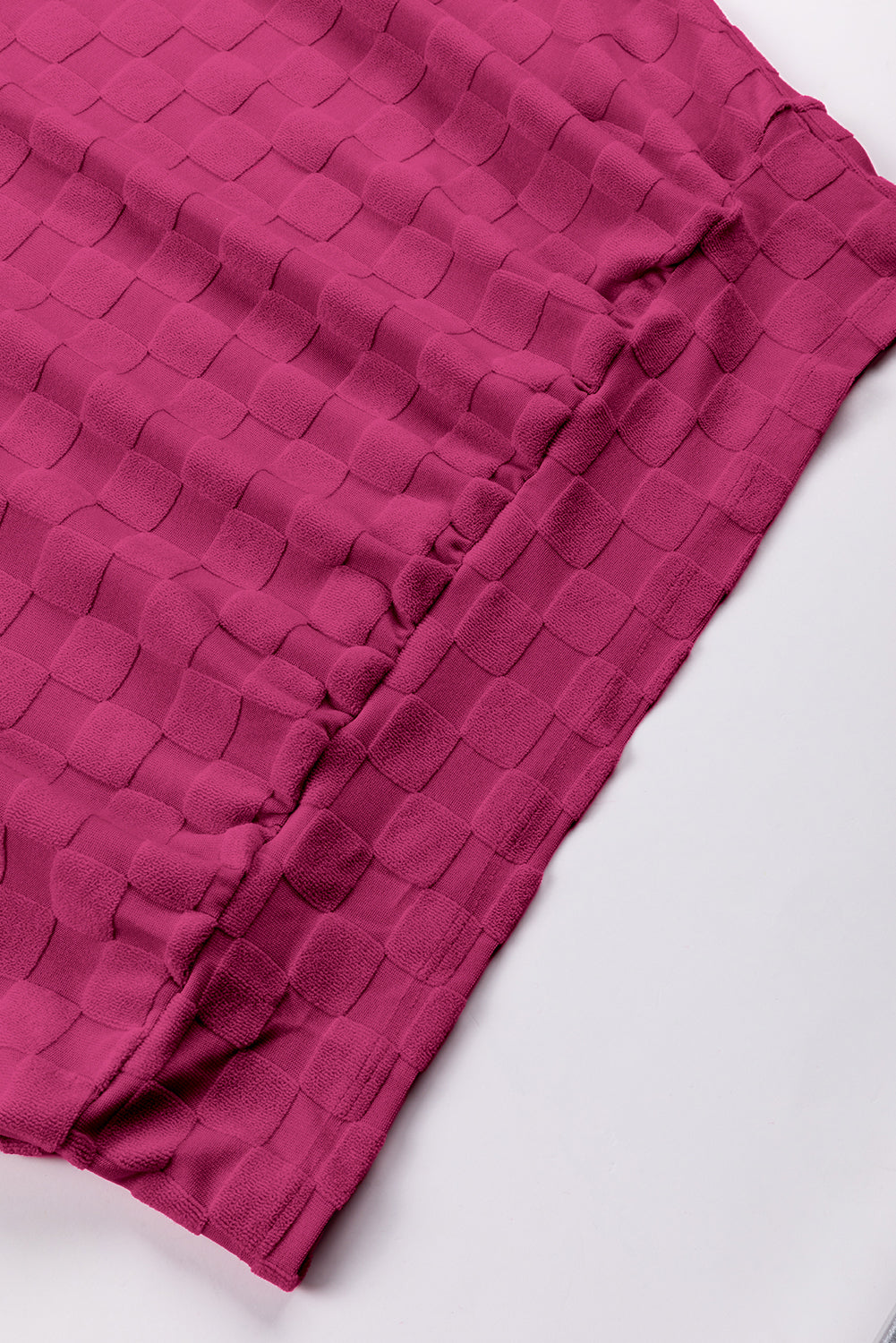 Checker Textured Dolman Sleeve Top | Bright Pink