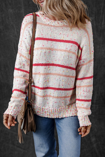 Striped Confetti Knit Sweater | Pink