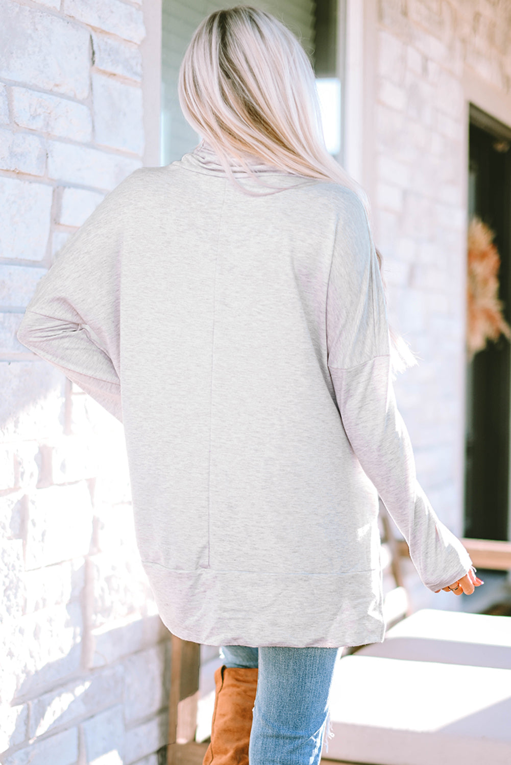 Cowl Neck Shift Tunic Top | Gray