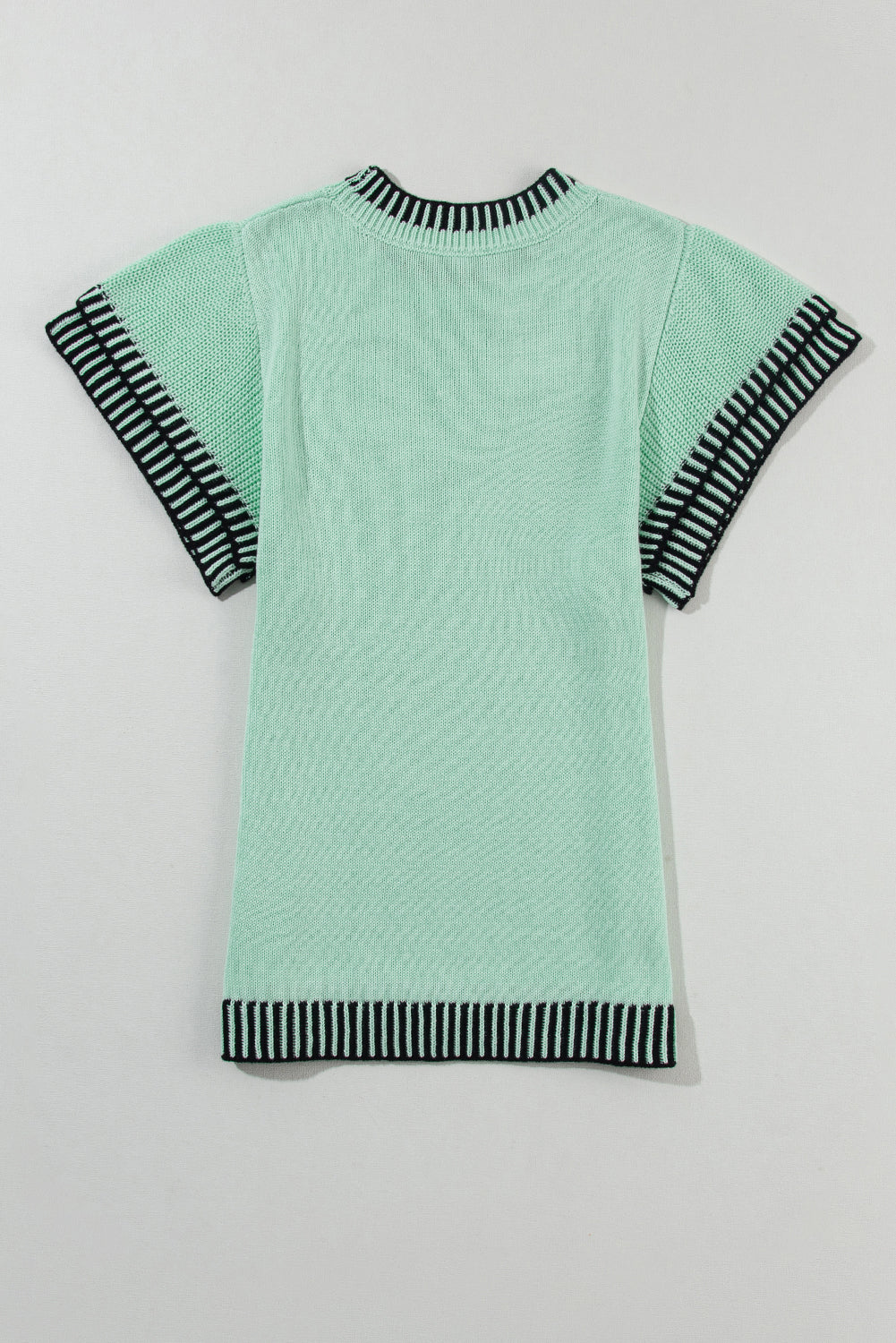 Contrast Trim Round Neck Batwing Sleeve Knitted Top | Mint Green