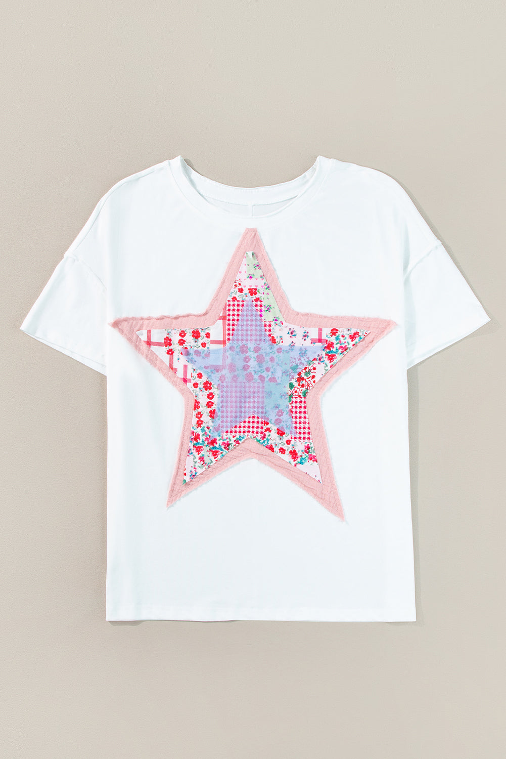 Star Patchwork Loose T-Shirt | White