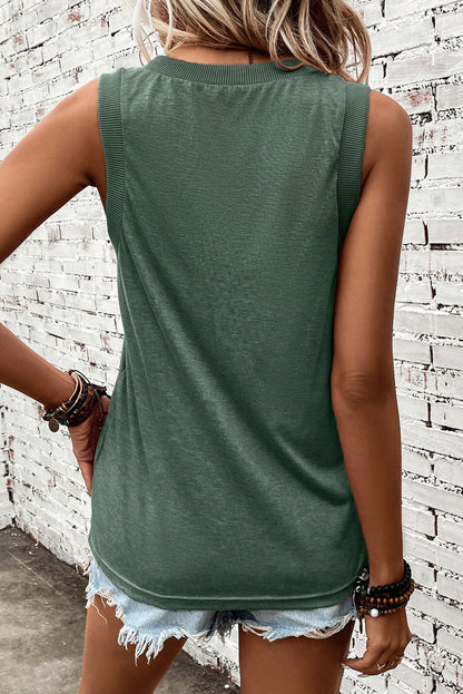 Ribbed V Neck Tank | Mist Green