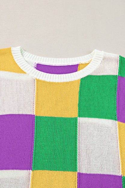 Colour Block Cap Sleeve Sweater | Tillandsia Purple