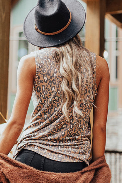 V Neck Tank Top | Leopard