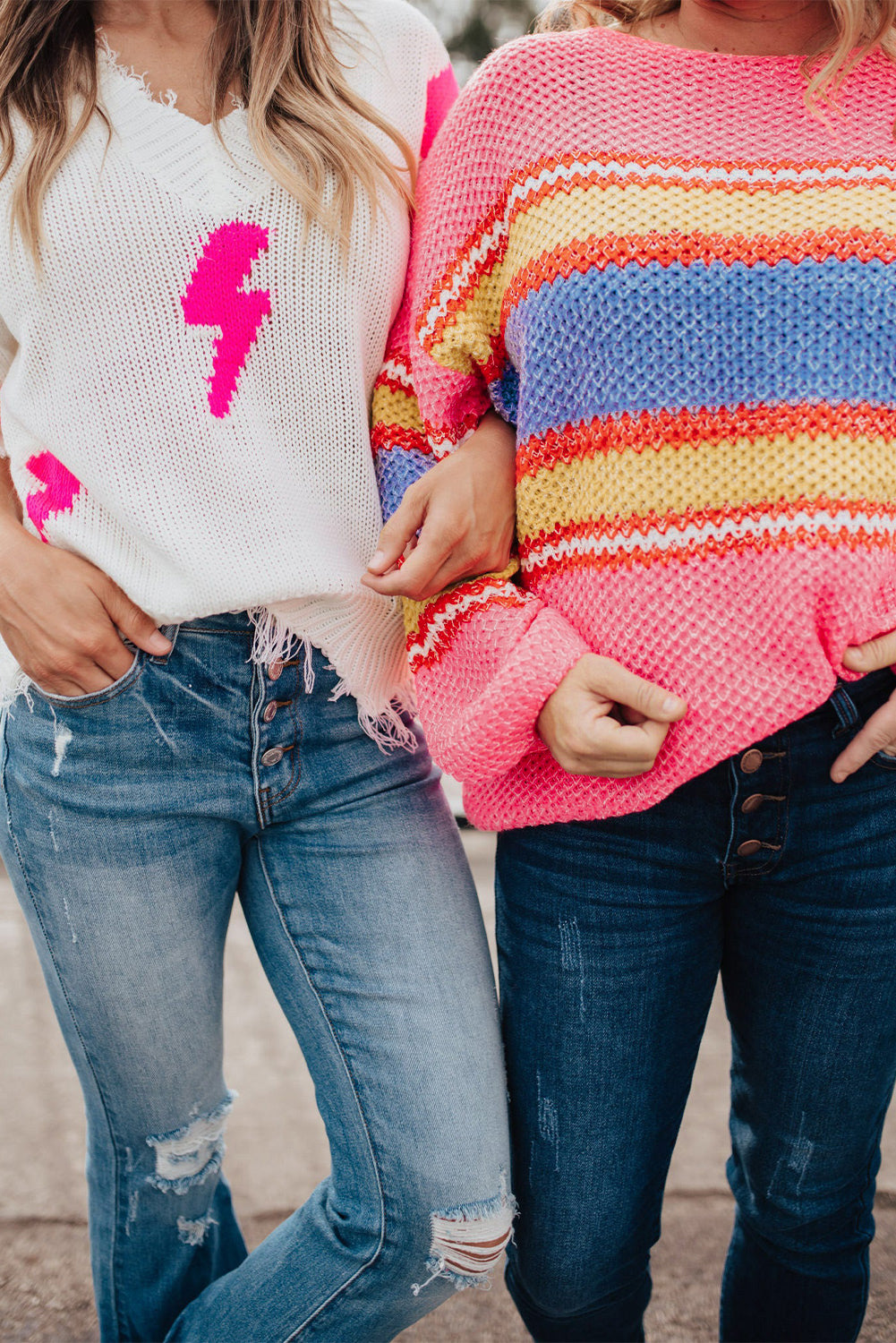 Plus Size Stripe Oversized Sweater | Pink