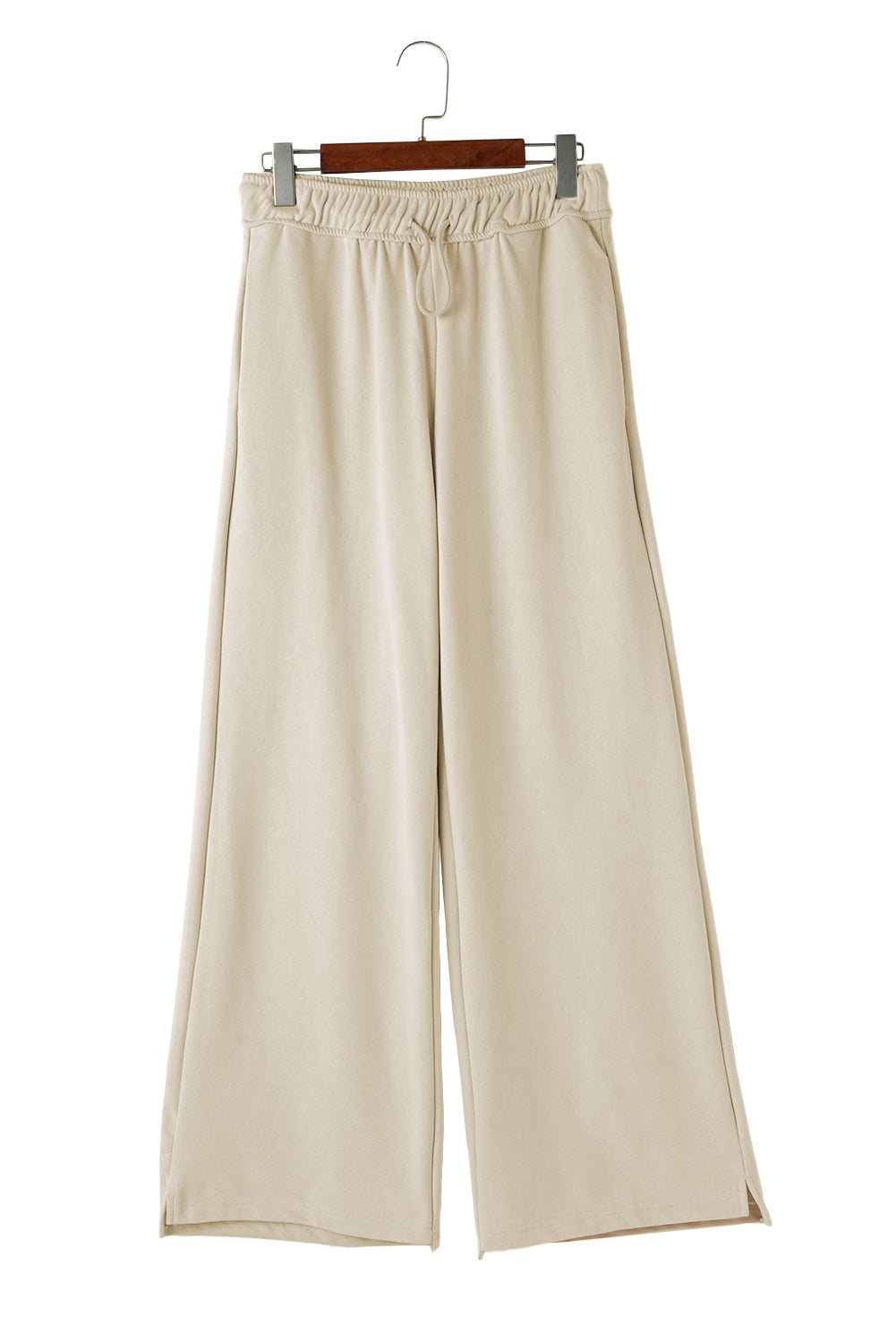 Loop Drawstring Casual Wide Leg Pants | Apricot