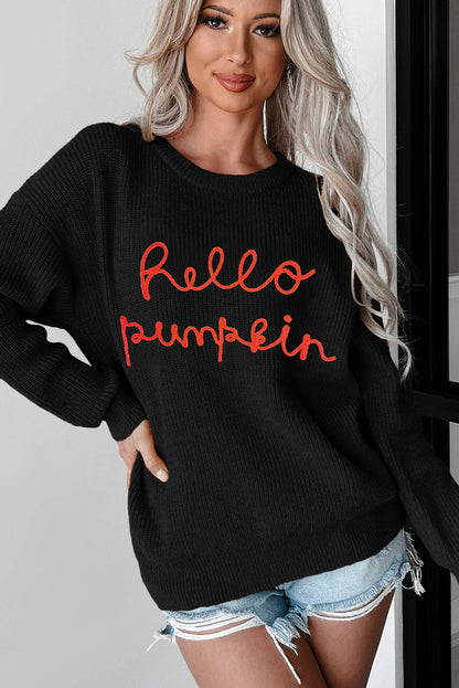 Hello Pumpkin Graphic Sweater | Black