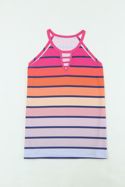 Colourful Striped Hollow Out Camisole | Multicolour