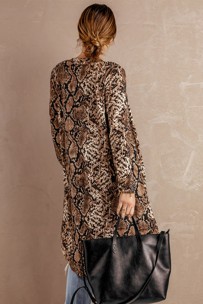 Snake Print Long Cardigan | Multicolour