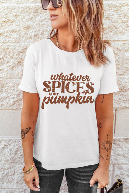 Whatever Spices Your Pumpkin Graphic Tee | White