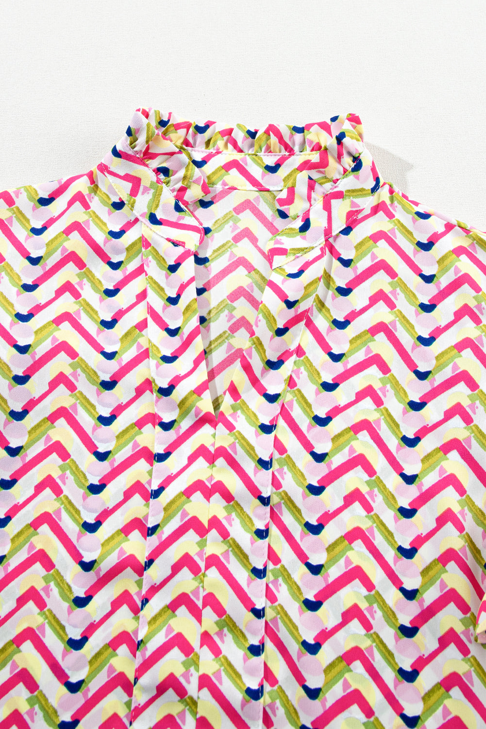 Chevron Print Ruffled Sleeve Blouse | Multicolour